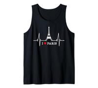 Paris Skyline Heartbeat Torre Eiffel Francia I Love Paris Camiseta sin Mangas