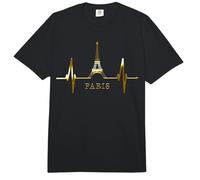 Paris Skyline Heartbeat Torre Eiffel Francia I Love Paris Comfort Colors Adult Heavyweight T-Shirt
