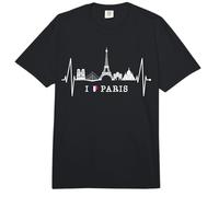 Paris Skyline Heartbeat Torre Eiffel Francia I Love Paris Comfort Colors Adult Heavyweight T-Shirt