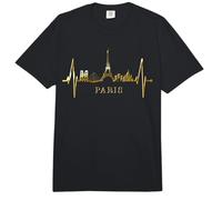 Paris Skyline Heartbeat Torre Eiffel Francia I Love Paris Comfort Colors Adult Heavyweight T-Shirt