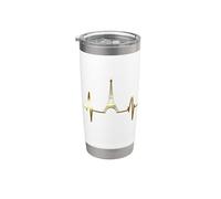 Paris Skyline Heartbeat Torre Eiffel Francia I Love Paris Vaso térmico de acero inoxidable de doble pared