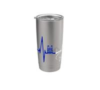 Paris Skyline Heartbeat Torre Eiffel Francia I Love Paris Vaso térmico de acero inoxidable de doble pared