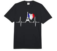 París Skyline Latido corazón Torre Eiffel Bandera Francesa Comfort Colors Adult Heavyweight T-Shirt