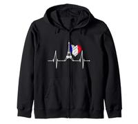 París Skyline Latido corazón Torre Eiffel Bandera Francesa Sudadera con Capucha
