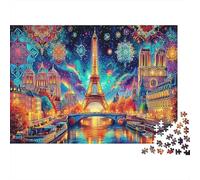 París Starry Night Rompecabezas Clásico 1000 Piezas para Jugadores Adultos, Cartón Premium,Decoración de neón Notre Dame Decoración Interior, Regalo Cumpleaños, Juego De Reto Difícil 52x38cm/1000pcs