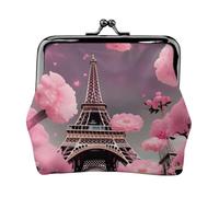 Paris Street Carteras florales rosas de la Torre Eiffel para mujer, monedero para mujer, cartera pequeña para mujer, adecuada para mujer, elegante y personalizada, Negro -, Talla única, Art Deco