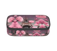 Paris Street - Estuche multifuncional con estampado floral rojo de la Torre Eiffel, perfecto para estudiantes, profesionales y viajeros por igual, Black, Talla única, Neceser de maquillaje