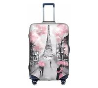 Paris Street - Funda protectora para maleta, diseño floral rosa de la Torre Eiffel, antiarañazos, 45,7 a 81,3 cm, adecuada para viajes, viajes de negocios, White, M