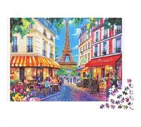 Paris Street Scene 100% Recycled Cardboard Paris Flower Street 1000 Piece Puzzle for Adults The Impossible Challenge Fun Present 52x38cm/1000pcs