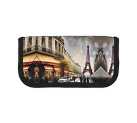 Paris Street Scene - Estuche pequeño para lápices, diseño de la Torre Eiffel, Black, Talla única, Organizador de bolsas