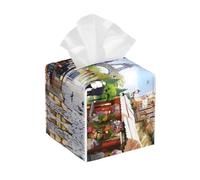 Paris Street Scene - Funda de piel para caja de pañuelos con estampado de Torre Eiffel, organizador plegable para baño, sala de estar, oficina, coche, fácil almacenamiento