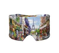 Paris Street Scene - Máscara de dormir con estampado de la Torre Eiffel para hombres y mujeres, cubierta suave para los ojos, diadema insonorizada para viajes, siesta