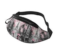 Paris Street Tower Pink Floral Riñonera Riñoneras para Hombres Mujeres Riñonera con Correa Ajustable para Correr Viajes Senderismo Perro Caminar Entrenamiento