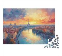Paris Sunset Painting 100% Recycled Cardboard Paris Dusk Sky 1000Pc Adult Jigsaws Adults and Children Beautiful Decoration 70x50cm/1000pcs