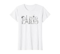 París Torre Eiffel Ilustración Francés Viaje Arte Recuerdo Camiseta gráfica económica, Mujer, Blanco, XL