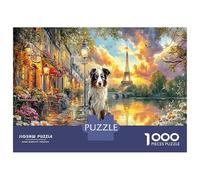 París Torre Eiffel Perro 1000 Piezas Puzzle 3D - Cartón Resistente & Puzzle Reto Mental París Landmark Mascota - para Adolescentes 70x50cm/1000pcs Regalo De Cumpleaños