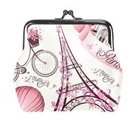 París Torre Eiffel Rosa Retro Love Bike Hot Balloon Monedero Kiss Lock Change Monedero Vintage Trinkets Pouch