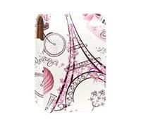 París Torre Eiffel Rosa Retro Love Hot Globo Brillo Labial Estuche Portátil Mini Caja de Almacenamiento de Lápiz Labial Organizador de Lápiz Labial con Espejo para Mujer, Varios colores, 9.5x2x7 cm/3.7x0.8x2.7 in