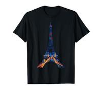 París Torre Eiffel Vista nocturna Ciudad Luces Arte Camiseta