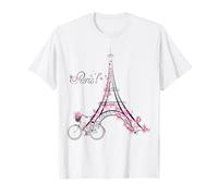 Paris Tour Eiffel con bicicleta Filles Garçons Voyage Vacances Camiseta
