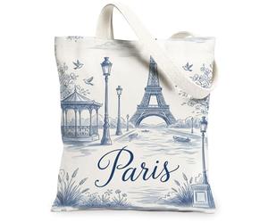Paris Tower - Bolsa de lona para mujer, romántica glorieta parisina, poste de lámpara, primavera, lavable, reutilizable, bolsa de mercado, ideas para viajes de compras, oficina, biblioteca, casual, 13