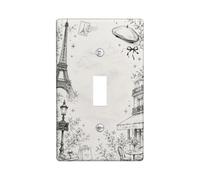 Paris Tower - Placa de cubierta de interruptor de luz individual, lámpara de calle vintage y elegante, mesa de café, primavera, plástico negro, tamaño estándar, placa decorativa para el hogar, sala de