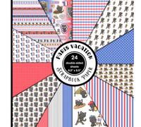 Paris vacation scrapbook paper: Travel Themed Decorative Craft Paper. 8.5 x 8.5 inches, 12 styles, 24 double-sided sheets.