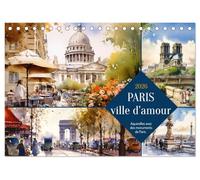 Paris, ville d'amour (Calendrier de bureau 2026 DIN A5 vertical), CALVENDO calendrier mensuel: Aquarelles avec des monuments de Paris