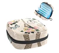 Paris Vintage Period Pouch portátil, tampón bolsa de almacenamiento para servilletas sanitarias, Varios colores, 4.7x6.6x6.6 in/12x17x17 cm
