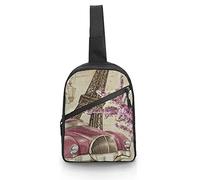 París Vintage Torre Eiffel Póster Sling Bag Crossbody Hombro Viaje Cofre Mochila Plegable Daypack para Deportes Compras Senderismo