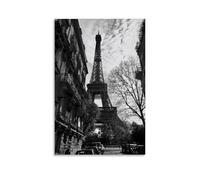 Paris Wall Art Paris Torre Eiffel Black and White, Póster de obras de arte, regalos, lienzo, pintura, arte de pared, cuadro decorativo, impresiones, decoración moderna 24 x 36 pulgadas (60 x 90 cm)