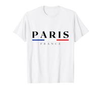 Paris with France Flag Novelty Graphic Tees & Cool Designs Camiseta gráfica económica, Hombre, Blanco, M