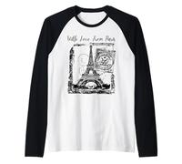 Paris with Love from Paris France French Postcard Camiseta Manga Raglan