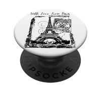 Paris with Love from Paris France French Postcard PopSockets PopGrip Adhesivo