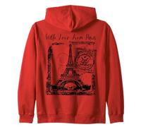 Paris with Love from Paris France French Postcard Sudadera con Capucha
