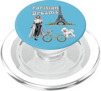 Parisian Dreams, Torre Eiffel, Perro y Bicicleta, Love Paris PopSockets PopGrip para MagSafe
