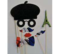 Parisian Inspired - Kit de fotos de lujo con diseño de bigote en un palo de bigote de Francia se la vie. Oh Lala Props