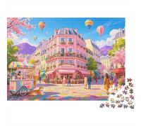 Parisian Street Puzzle para Adults 1000 Piece Recycled Pastel Floral Building Puzzles para Elderly Impossible Hard Difficult Desafiante Excelente Gift Idea para Women 38x26cm/1000pcs