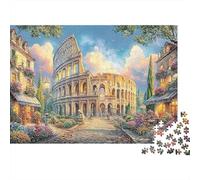 Parisian Street with Eiffel Tower Adult Jigsaws for Decompression Colosseum in Colorful Sky Educational Game Challenge Wall Decoration 70x50cm/1000pcs