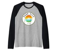 Park City Utah Park City Snowboard Nieve Ski Park Ciudad Camiseta Manga Raglan