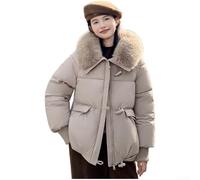 Parka de invierno para mujer, talla grande, chaqueta de plumón alternativo cálido con solapa de pelo grande, ropa de abrigo gruesa, casual, diario, para otoño y frío (2XL caqui)