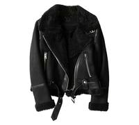 Parka de piel de oveja con forro grueso para invierno, abrigos piel oveja para mujer, abrigos ante sintético con cremallera