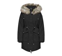 Parka larga con capucha Mujer Talla XS. Color Negro