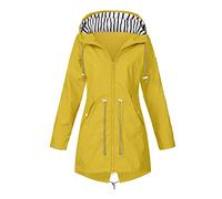 Parka Mujer Impermeable Transpirable Chubasquero Mujer Larga Impermeable: Unisex Impermeable con Cordón Chaqueta Exterior Chaqueta con Capucha Color Sólido Ropa Exterior Impermeable Chaqueta funcional