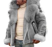 Parka para hombre con cuello de piel sintética, chaquetas de forro polar para hombre, cremallera completa con bolsillos, manga larga, abrigos gruesos de invierno, suaves, cómodos, cálidos, de piel