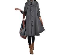 Parkas Mujer de Manga Larga Gabardina trencas Poncho Chaqueta Abrigo Capa Suelto L Gris