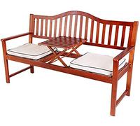 Parkbank, Terrassengartenbank, Hinterhofbänke, 59-Zoll-Außenterrassen-Gartenbank, Massivholz-Balkontische und -stühle mit Rückenlehnen und Armlehnen, Parkbank aus Metall, für Veranda (Bänke + Kissen).