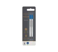 Parker Recambios para bolígrafos roller | Punta mediana | Tinta azul QUINK | 2 unidades