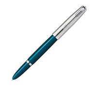 PARKER 2123509 - Pluma estilográfica oficial Parker 51, punta fina F, marca de lujo, regalo, color verde azulado CT con punta convertidora, acero inoxidable, acabado paladio, importación original