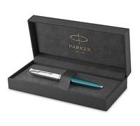 Parker – Bolígrafo 51 – cuerpo azul verdoso, adorno cromado, punta mediana, recambio tinta negra